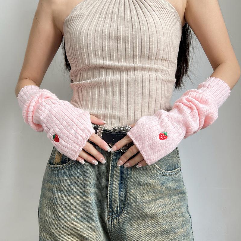Fashion Female Arm Warmer Knitted Fingerless Long Gloves Student Sleeves Cover Casual Girls Lolita Cosplay Mitten