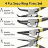 4pcs Circlip Plier Set 7'' Long Nose Plier Staight Bent Plier Inner Outer Staight Bent Plier Retaining Snap Ring Remover Tool