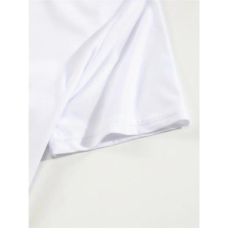 One-Piece YHWH Theme Printed Crew Neck T-Shirt | Spring/Summer, Short Sleeve, Casual Style, Medium Stretch Fabric, Fashionable and Comfortable