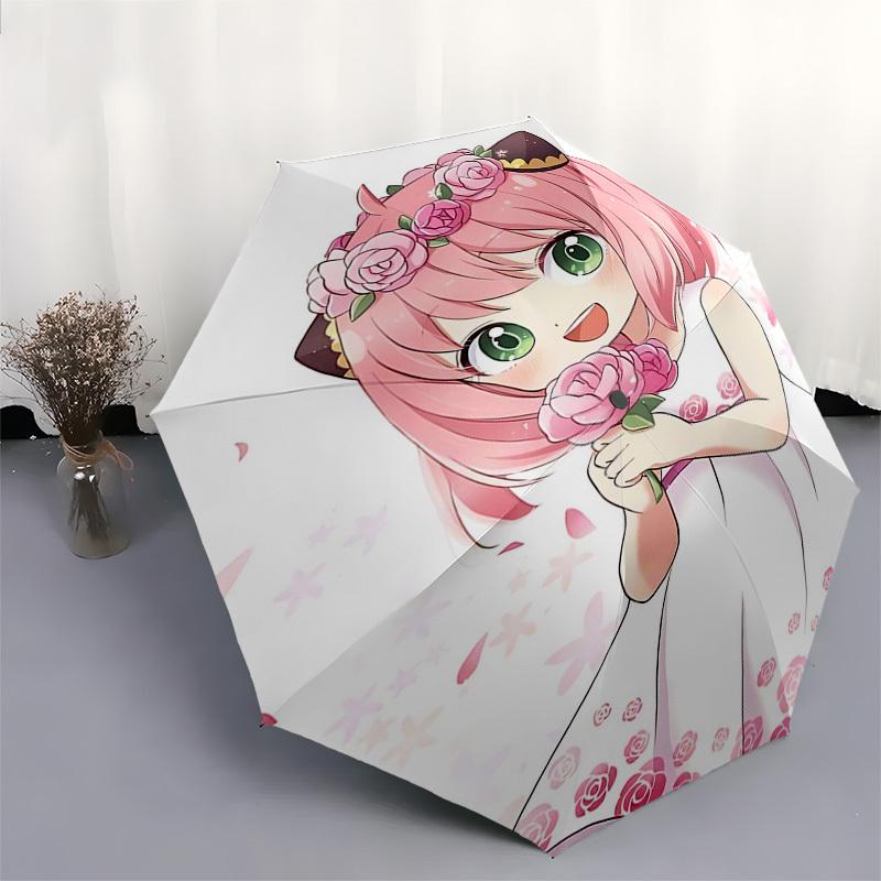 1pc Pink Rose Floral Print Umbrella - Automatic Opening, Foldable Design, Outdoor Use, Gift for Fans, Travelers, Everyday Use.I101