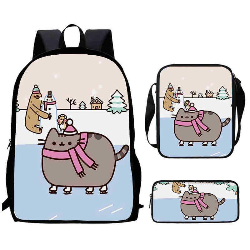 Pusheen Cat Kids Backpack Oxford Fabric Breathable Durable Lightweight School Bag For Elementary Students