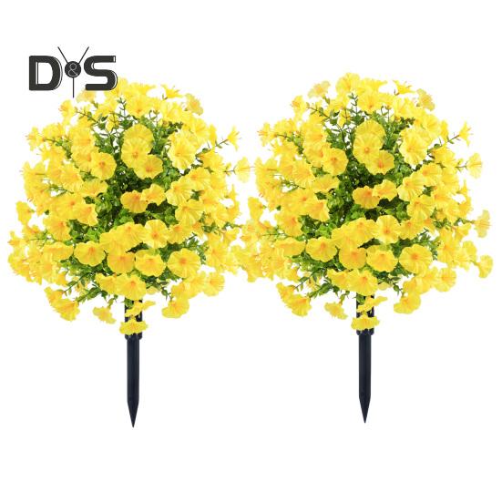 Faux Morning Glory Flowers Artificial Morning Glory Bush with Ground Spike Realistic Fake Greenery Shrubs for Outdoor Indoor Farmhouse Porch Patio