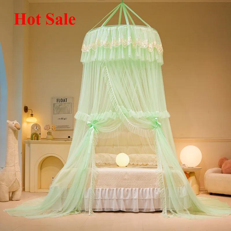 Hot Sale 2025 new hanging dome princess mosquito net installation-free bed mantle European floor mosquito net without bracket