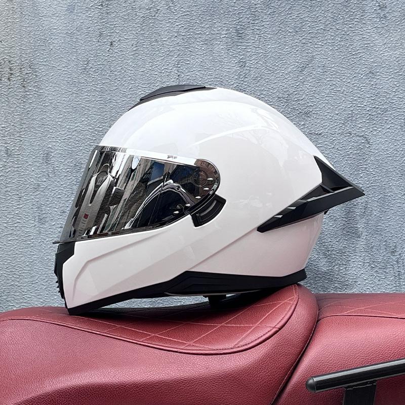 Full Helmet Double Mirror Helmet Men's Four Seasons Universal Hard Hat Female Knight Locomotive Double Lenses