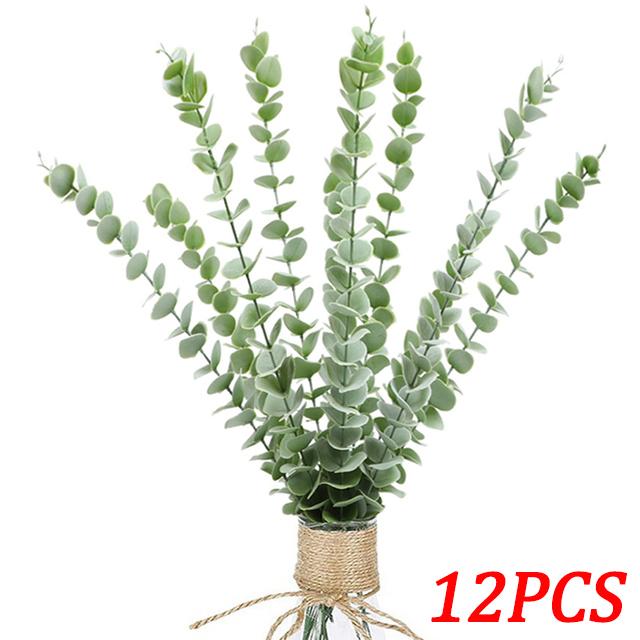 

12/10 шт. листья эвкалипта, пучок, ветка, искусственные пластиковые растения, листья, зеленые стебли, свадебные искусственные цветы, торт, декор своими руками