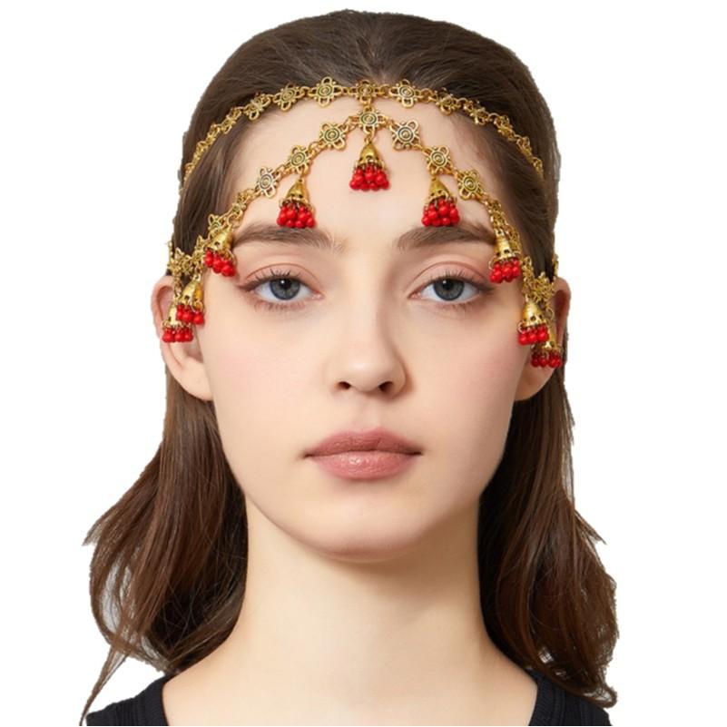 Vintage Ethnic Style Tassel Forehead Chain Headpiece , Creative Fashion Hair Accessories for Women , Bohemian Tribal Hea
