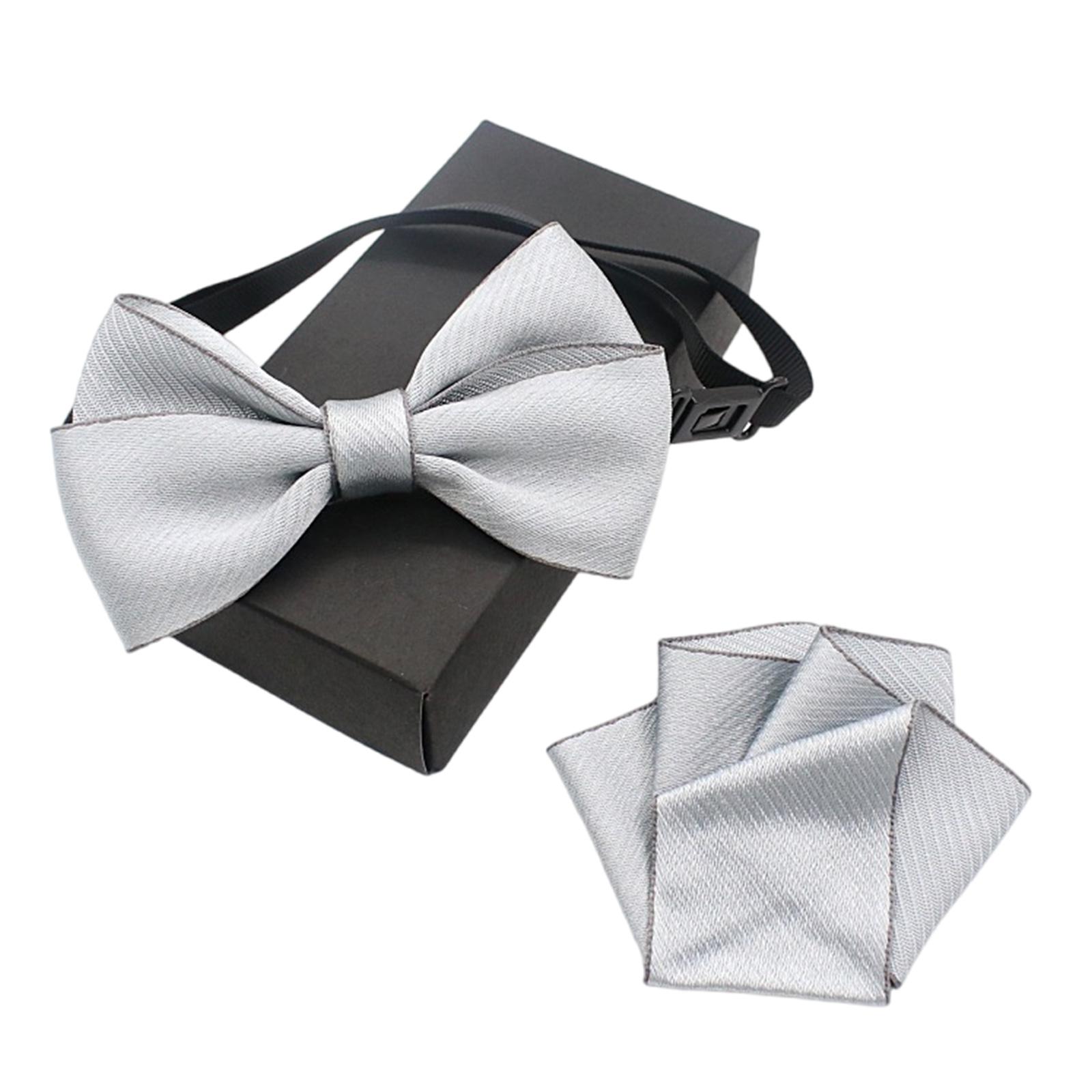 

Kids Classical Adjustable Pre Tied Bowtie and Pocket Square Handkerchief Set for Boys and Girls Wedding School Ceremony