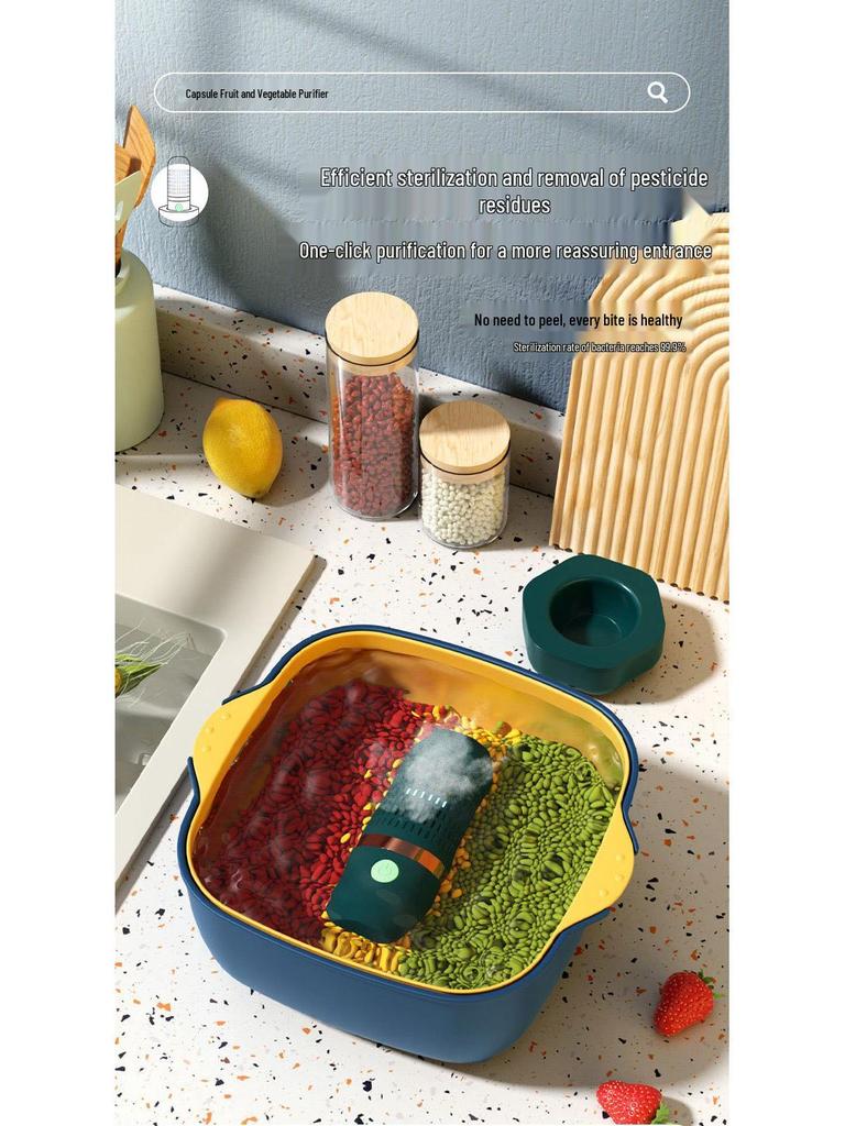 Wireless Fruit & Vegetable Purifier: Household Appliance for Washing and Disinfecting Produce, Removing Pesticide Residues.