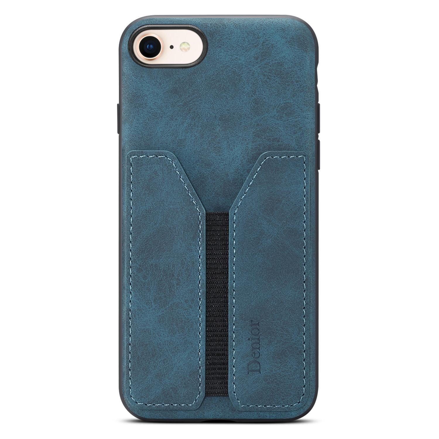 

DENIOR For iPhone 16e Case Elastic Card Holder PU Leather+TPU+PC Phone Cover B