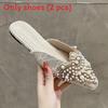 Package Head Style Flat Toe Womens Loafers With Pearl Waterdiamond Decor For Casual Daily Wear