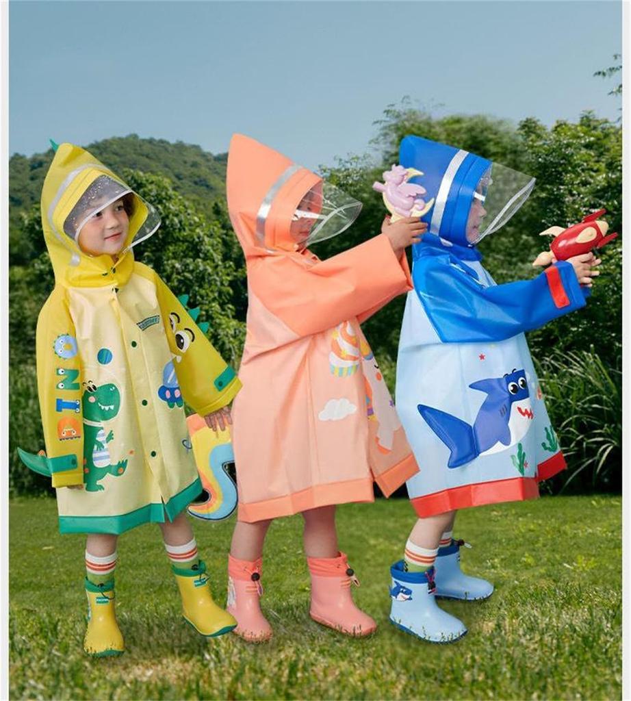 Kids Raincoat for Rainwear for Dinosaur Animal Elementary School Student Rain Storage Pouch Rainy Season Kindergarten L [VIISEN] Girls, Children's