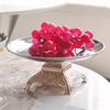 Silver Stainless Steel Storage Trays, Circular High Foot Fruit Tray, Metal Trays, Large Fruit Bowl, Snacks, Kitchen Utensils
