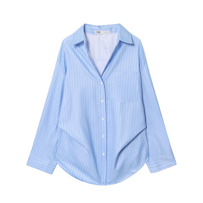 2025 Winter New European & American Style Women's Striped Batwing Sleeve Shirt