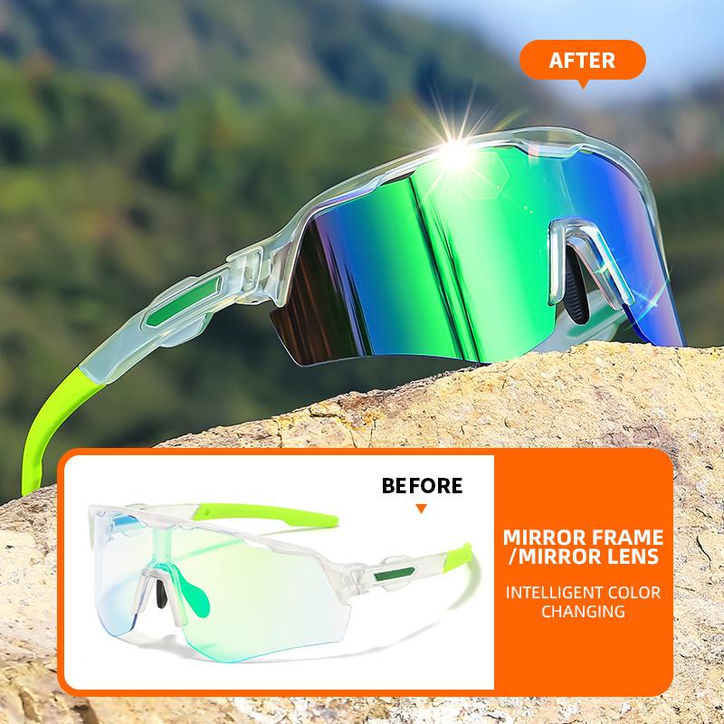 Color Changing Photochromic Glasses for Men & Women - Oversized PC Lens, Composite Frame, UV400 Protection