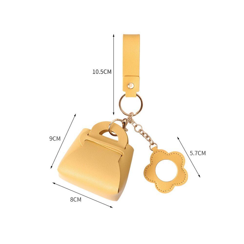 Trendy With Mirror Mini Bag Keychain PU Leather Luxury Earphone Key Bag Creative Handbag Pendant Bag Accessories
