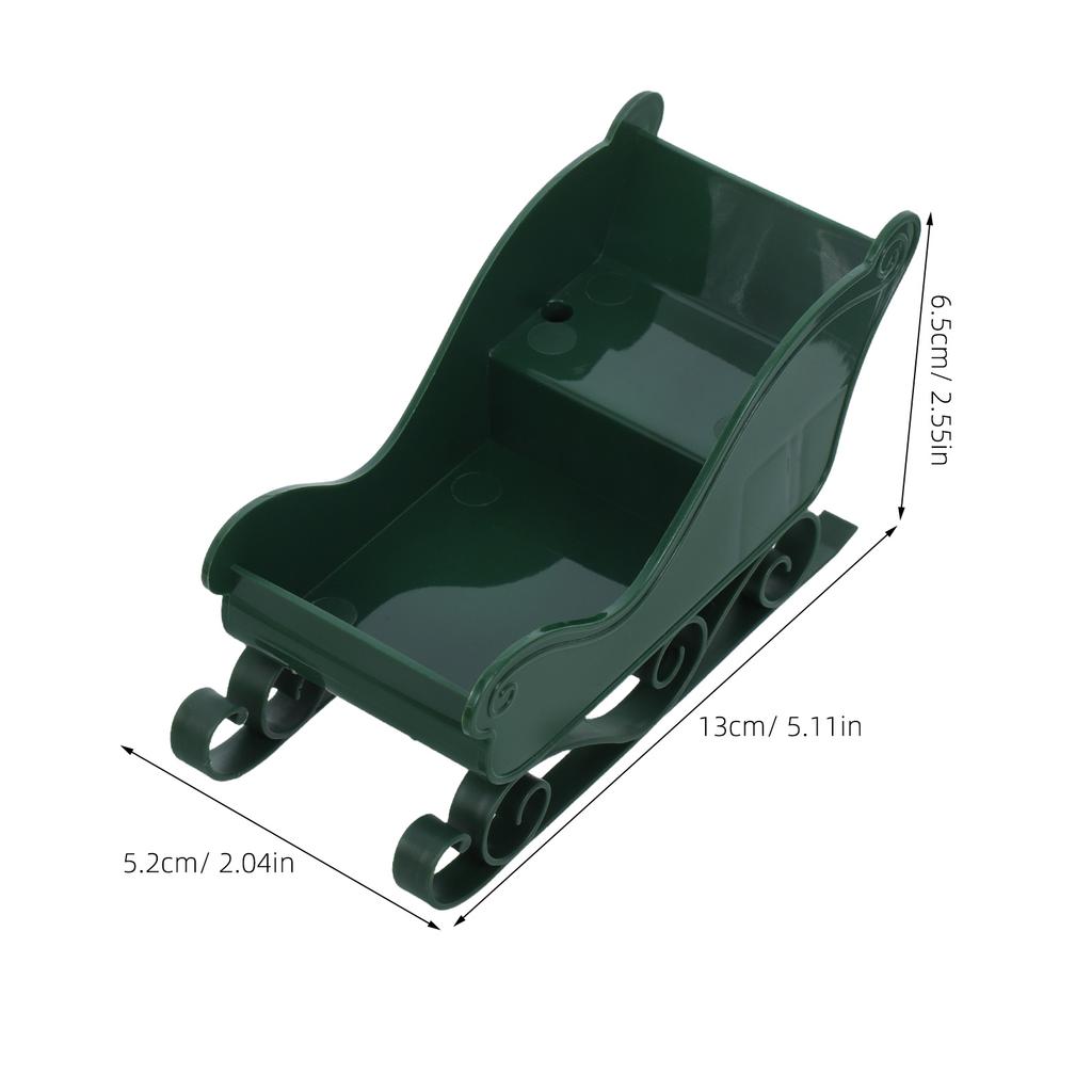 2Pcs Santa Sleigh Candy Bowl Plastic Christmas Desk Decoration Mini Sleigh Tabletop Holiday Mantel Decor Christmas Present Box