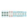 Spring Easter Nail Art Manicure Set 24Pcs Short Square False Nail With Rabbit And Flowers Stick on Nail for Party