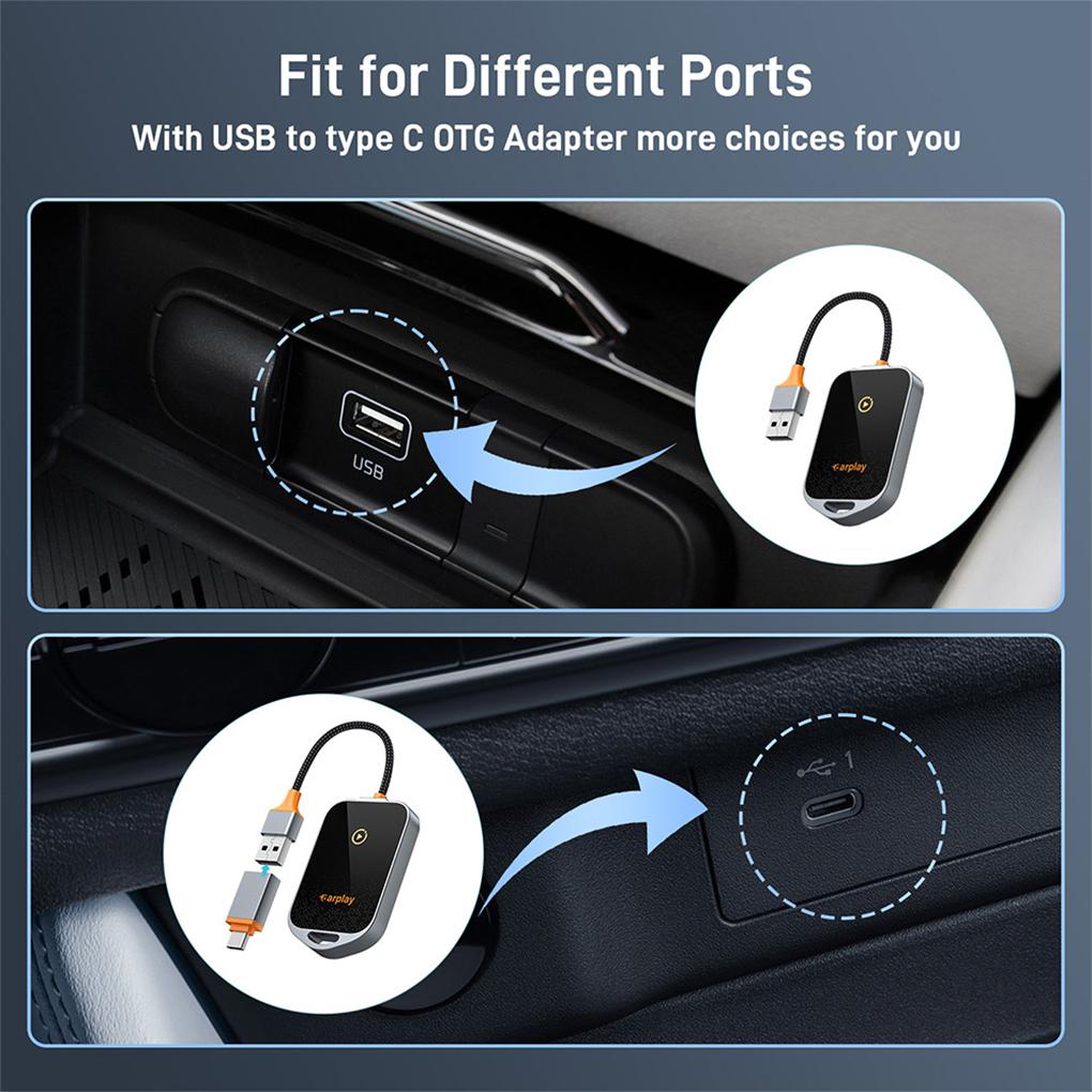 CarPlay Adapter Mini Box Wireless CarPlay Adapter Wired To Wireless CarPlay For USB/Type C Dongle Support WiFi6 BT5.0