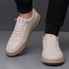 Men's Korean Style White Canvas Slip-On Loafers - Trendy Spring Low-Top Casual Shoes