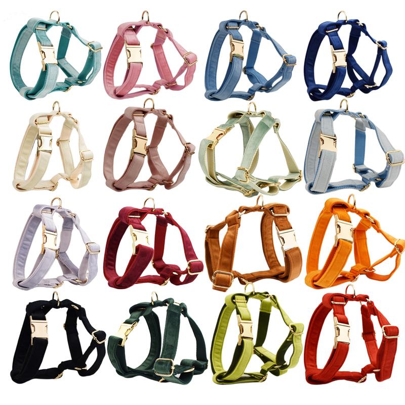 XS-XL Velvet Elegant Dog Harness And Leash Set Custom Name Pet Bowtie Collar Out Door Walking Leash Poop Bag Holder