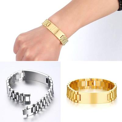 B0581W Herren 18K Vergoldete Armbandkette Gold Armband Uhrenarmband Chirurgischer Stahl Schwere Plattierung