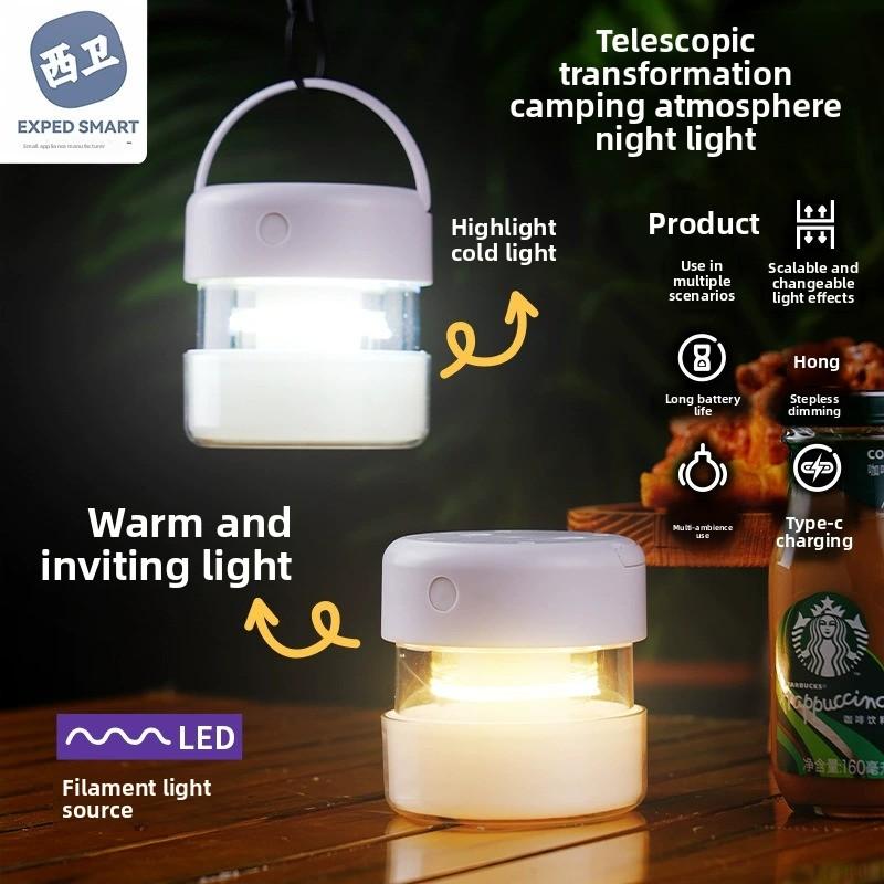 Luz de camping LED plegable portátil, lámpara colgante multifuncional para exteriores y tienda