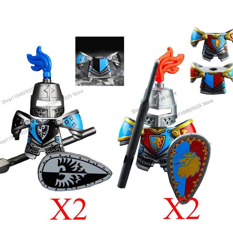 Mittelalterliche Militärsoldaten Figuren MOC Bausteine Burg Schwarzer Adler Wolf Krake Greif Antiker Ritter Waffen Bausteine Spielzeug