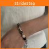 Handmade Geometric Stone Bead Bracelet With Steel Chain For Unisex Fashion Accessory