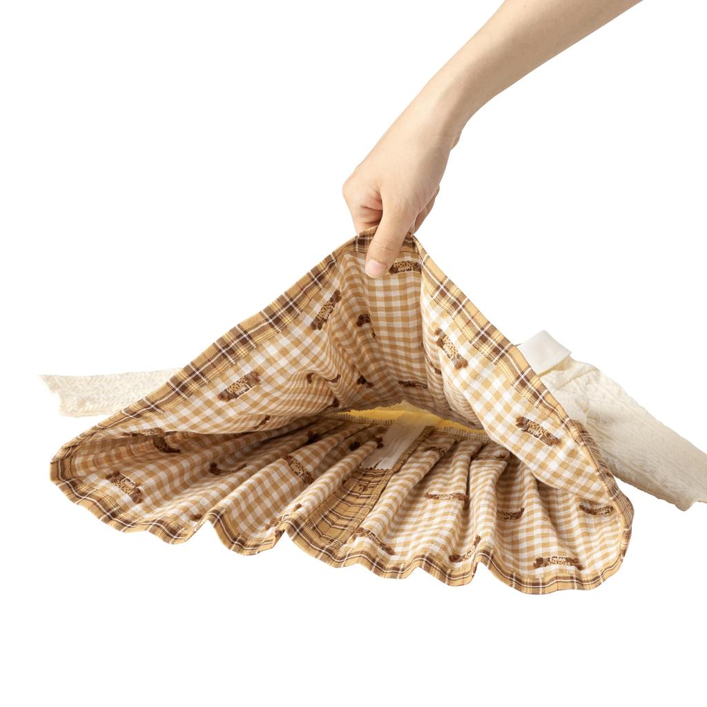 Long Check Ivory [Miki House] Dress, Sleeves, Collared, Bear, Pattern, Girls, Baby, Kids, Children's Clothing, 13-1901-571, 80cm,