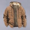 Herren Thermojacke mit Kapuze Kordelzug Langarm Einfarbig Jacke mit Taschen