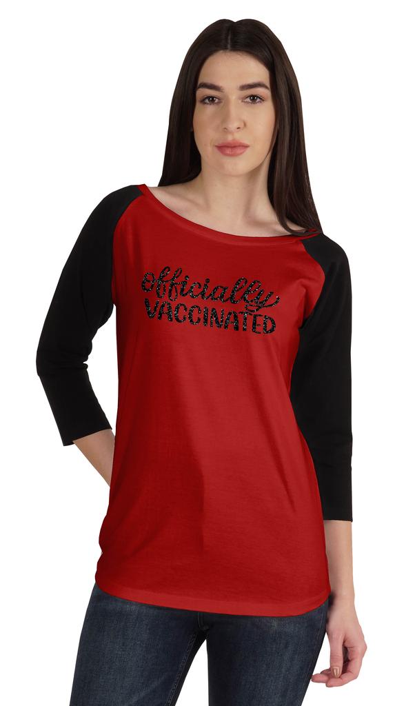Inkmeso Officially Vaccinated Womens Funny Pro-Vaccine Tee Graphic T-shirt