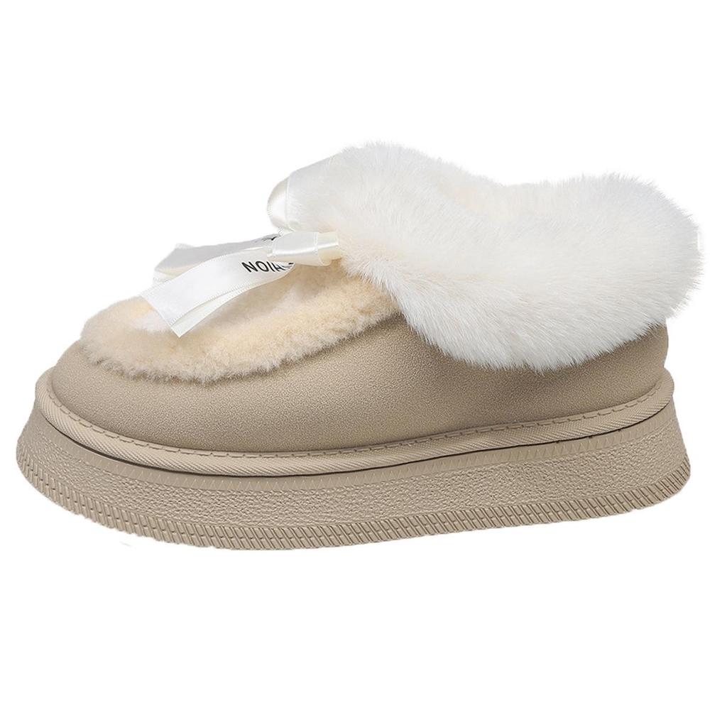 Damen 2025 Fuzzy Baumwolle Slip-On Schneestiefel: Dicke Sohle, Plus Samt, Warmer Winterstil