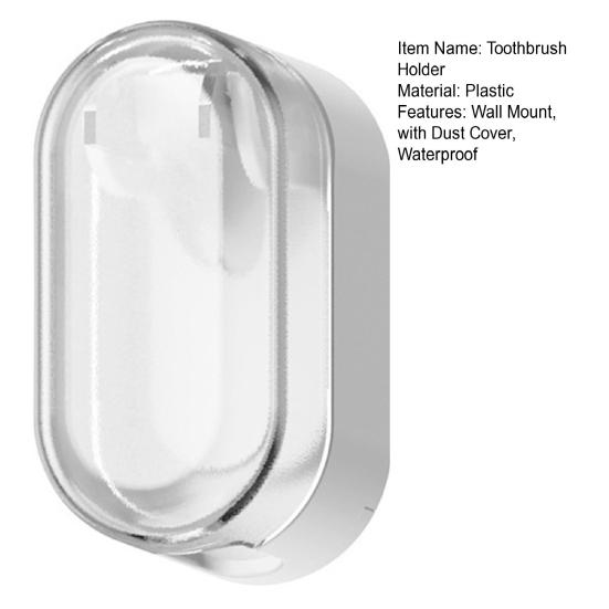 Wall Mount Toothbrush Holder with Cover Waterproof Dust-Proof No Drill Bathroom Single Electric Toothbrush Hanger Organizer