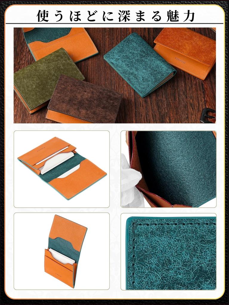 Fabrizio Business Card Holder for Men and Women, Premium Italian Leather, Slim, Stylish, Large Capacity, Genuine Leather (Oliva)