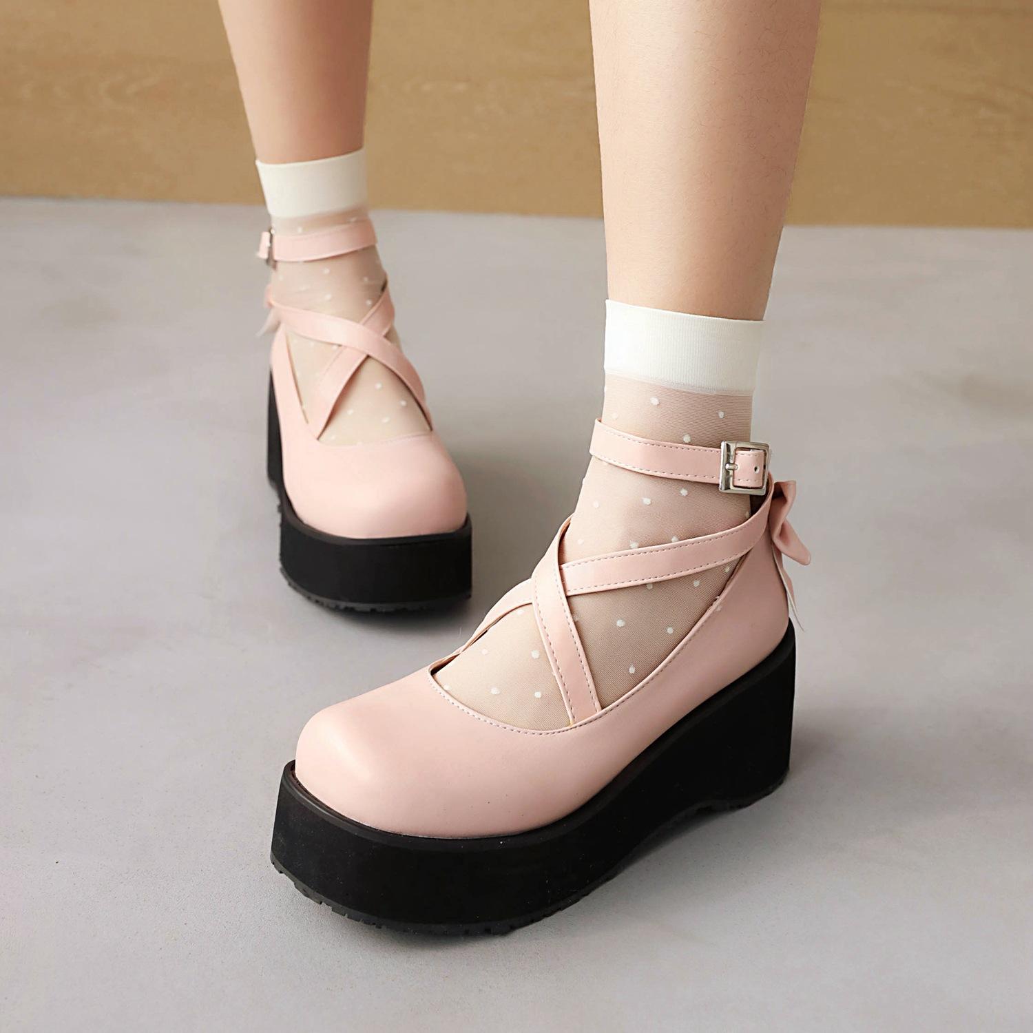 

Женская обувь, новая весенне-летняя, с круглым носком, бантом, цветными ремешками, женские туфли-лодочки для колледжа, сандалии белого цвета 39 розовый