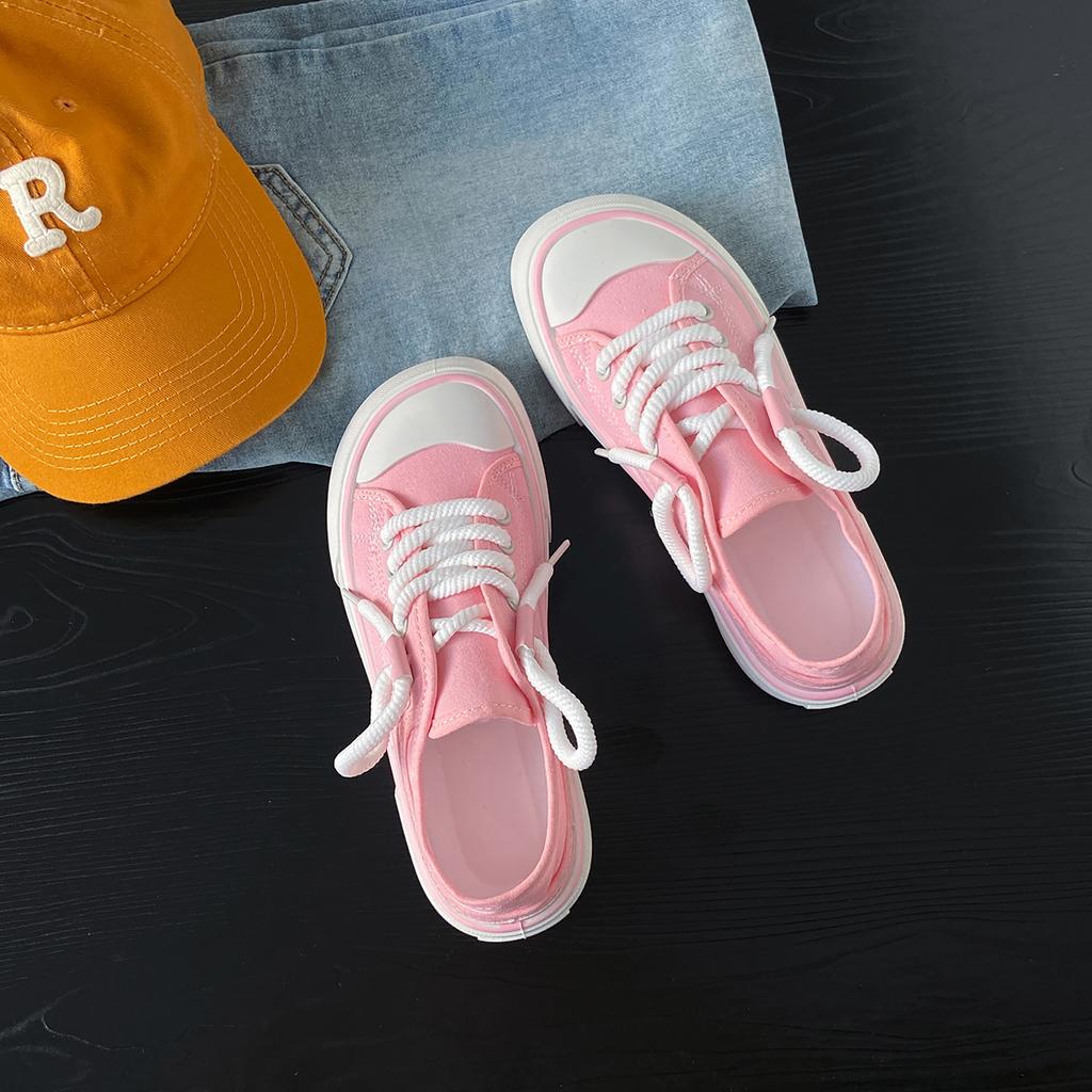 Milchähnliche und hässlich-süße Canvas-Schuhe mit breiter Zehenbox und dicker Sohle für Damen 2024 Neu Nische Original Mango-Kopf mit Rock Weiße Schuhe