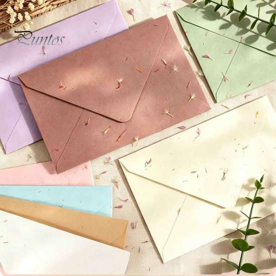 Premium Stationery for Literary Letters 10PCS Petal Art Envelopes, Real Floral Texture Design, Thick Paper Western Style Fresh Envelopes Thank