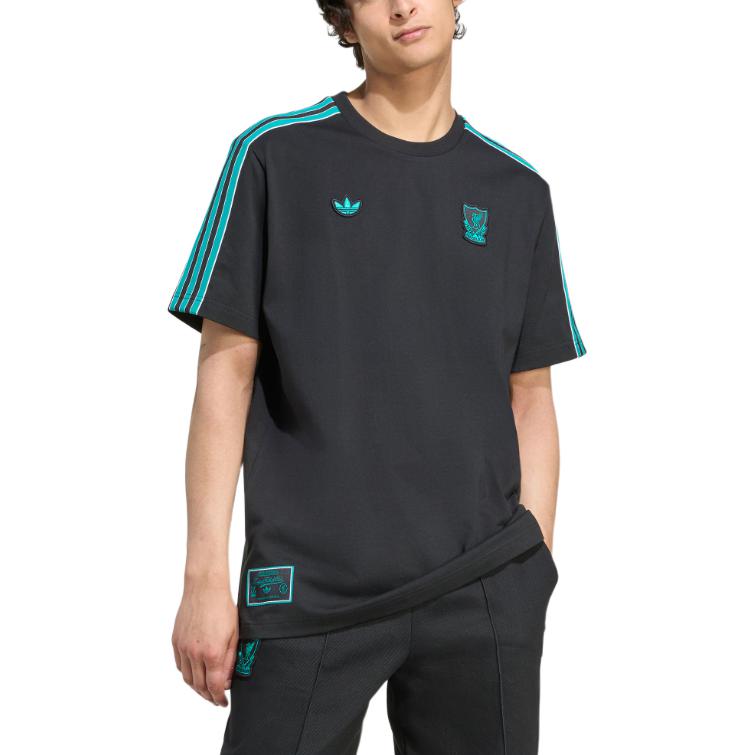 Adidas Originals X Liverpool FC Collaboration FW25 Terrace Icons T-Shirt Loose Fit Cotton Crew Neck Short Sleeve Men Tops JW5470