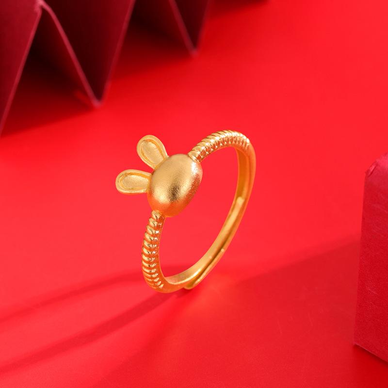 Exquisite Sand Gold Open Ring for Women: High-End Niche Design, Light Luxury Style, Long-Lasting Color, Imitation Gold.