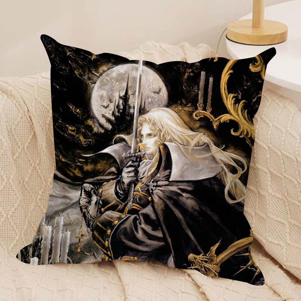 Anime CCastlevania Cushion Cover Silky Short Plush DoubleSided Printed Pillow Case for Sofa All Seasons Home Decor Gift