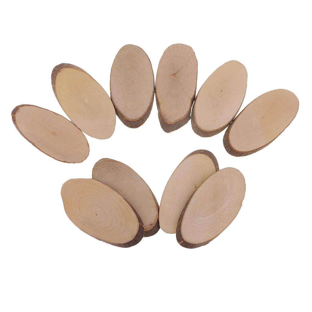 Oval Wood Slices, 10Pcs Natural Unfinished Small Wood Slices for DIY Crafting