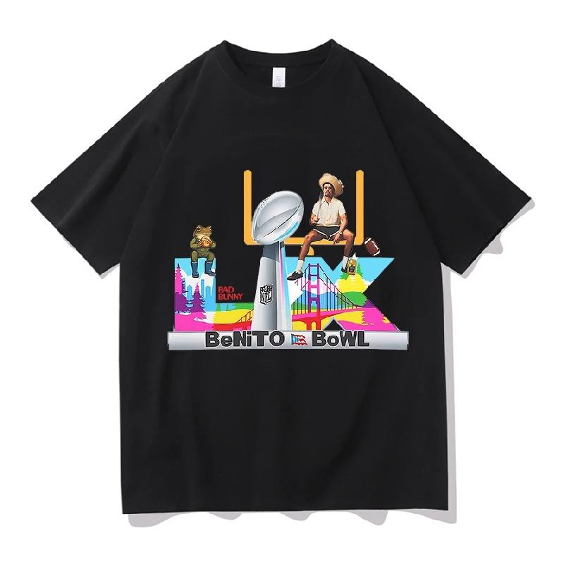 

Bad Bunny Super Bowl T-shirt Hip Hop Unisex Streetwear Harajuku Short Sleeve Cotton Fashion Aesthetic Soft Casual TShirt Clothes XXXXXL чорний