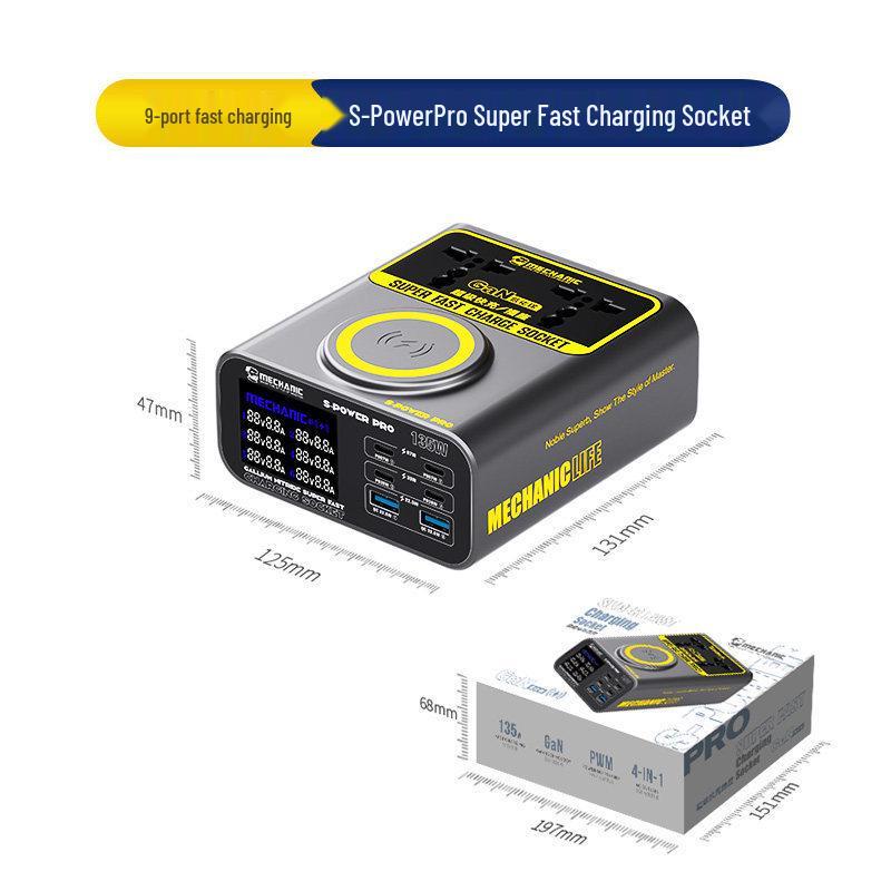 Smart Multi-Port Fast Charger with Digital Display & Overload Protection, Supports PD