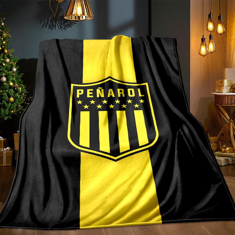 Pe?arol Football Club Emblem Blanket Outdoor Flannel Blanket for Camping, Hiking, Garden Parties, Picnic Essentials,gift for family and friends