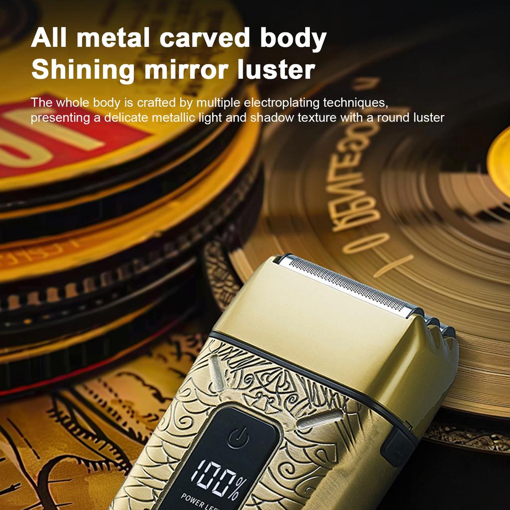 Men s Electric Beard Trimmer with 3 Heads Shaving Foil Razor Bald Head Shaver Full Body Washable Dry and Wet Use