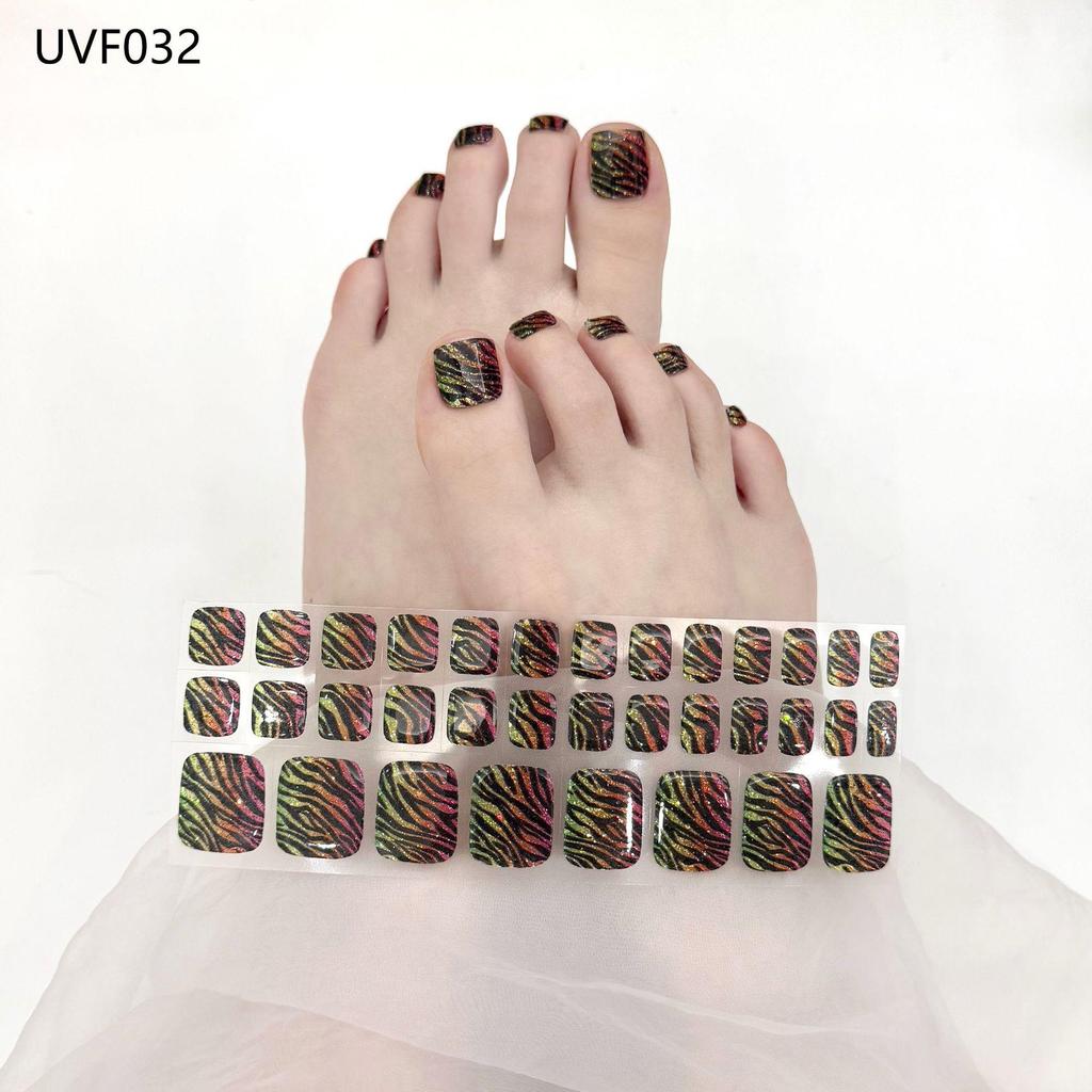 Gel Toe Nail Art Stickers - Semi-Cured UV Lamp Foot Nail Polish Stickers