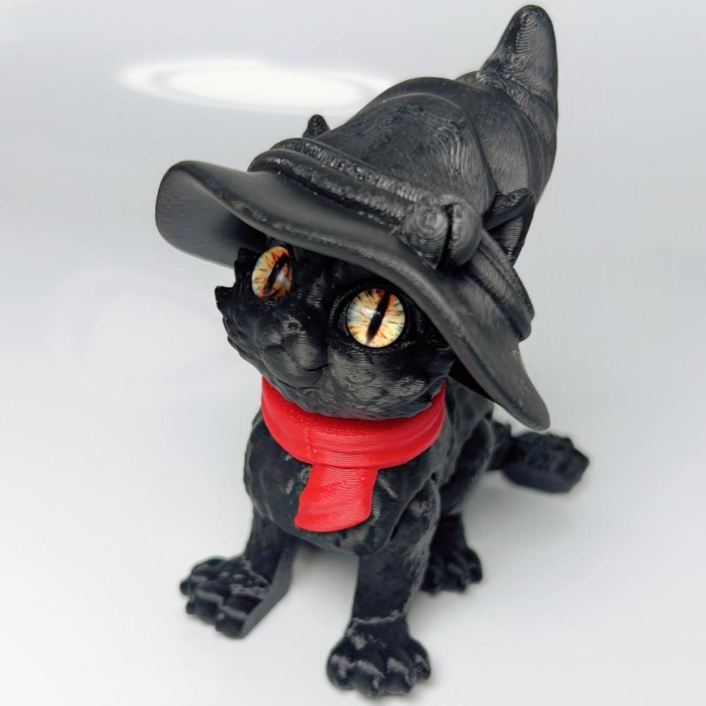 Big Eyes 3D Printed Cat Model Plastic Material Creative Sculpture Articulated Cats Doll 3D Printing Technology Realistic Design