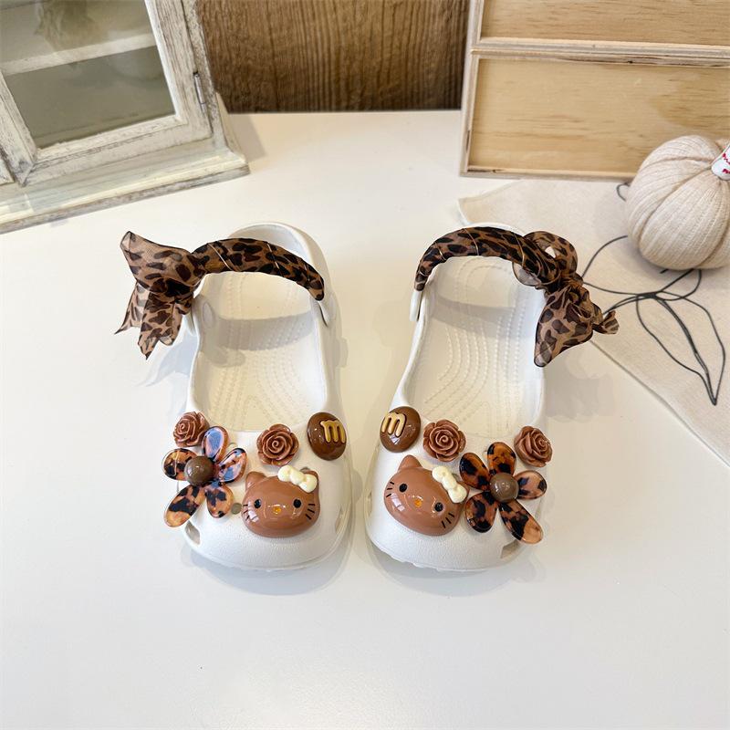 Women s Summer Bow Flat Sandals with Pearl and Flower Accents for Outdoor Wear 34-35