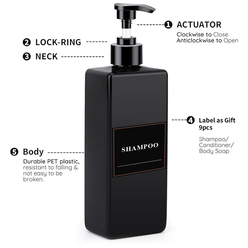 3 Pack Soap Bottle Liquid Soap Dispenser 17.6 UK FL OZ Refillable Empty Shampoo Conditioner Container for Bathroom Supplies