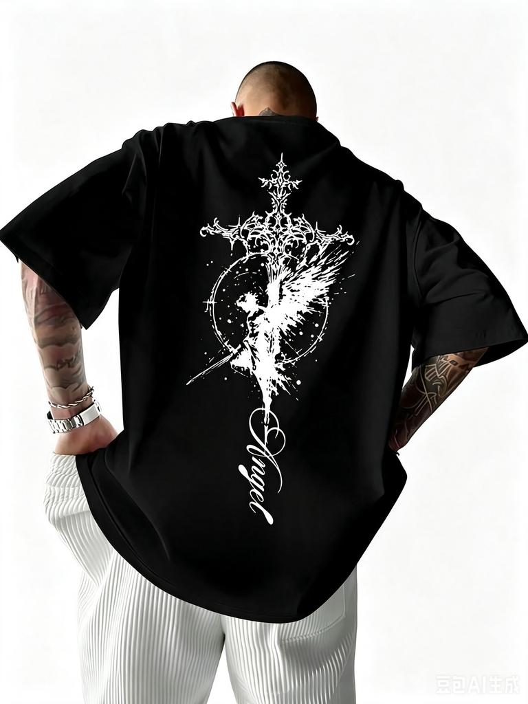 2026 Hot Summer Men Round-neck Letter Pattern Fashion 3d Print T-shirt Suitable for Summer Sports and Ca